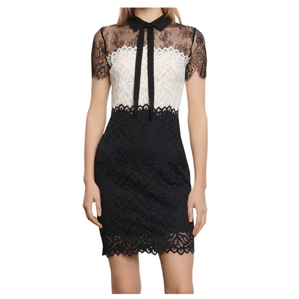 Sandro Paris Rozen Lace Black White Sheath Mini Dress 1 Small As seen on TV